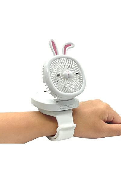 Generic مروحة شيلبي بوكس الشخصية مع حزام معصم - تعمل بالبطارية، قابلة لإعادة الشحن عبر USB، ومحمولة، وإضاءة LED