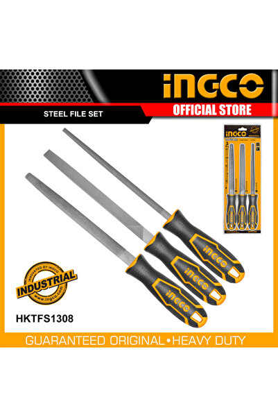 Ingco 3 PCS STEEL FILE SET HKTFS1308 - High-Quality 3-Piece Steel File Set for Precision Filing, Dur