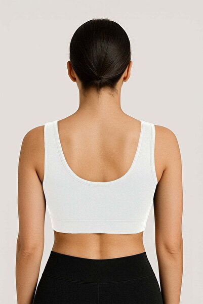 İLKE İÇ GİYİM Women's Wide Strap Padded Basic Sports Tank Top 3 Pieces