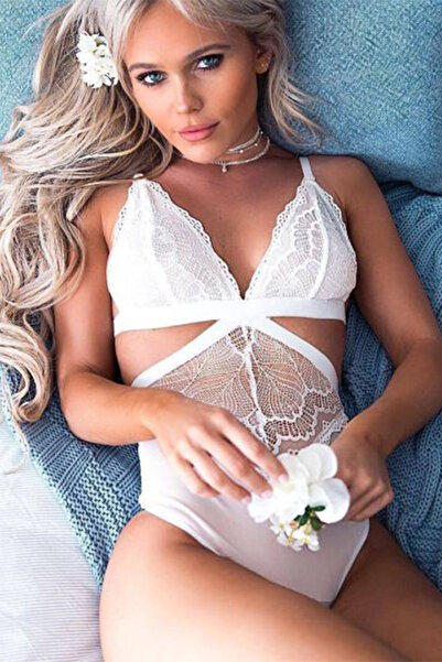dorbe elegant sexy white lace cut-out bodysuit lingerie