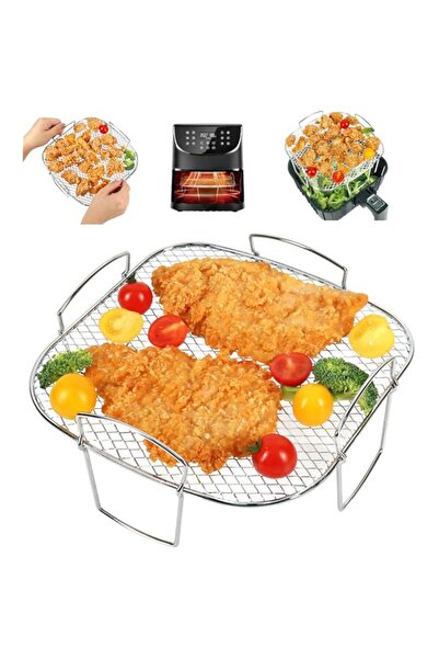 Generic رف مقلاة هوائية مربع من الفولاذ المقاوم للصدأ من دووماما مقاس 8 بوصات...