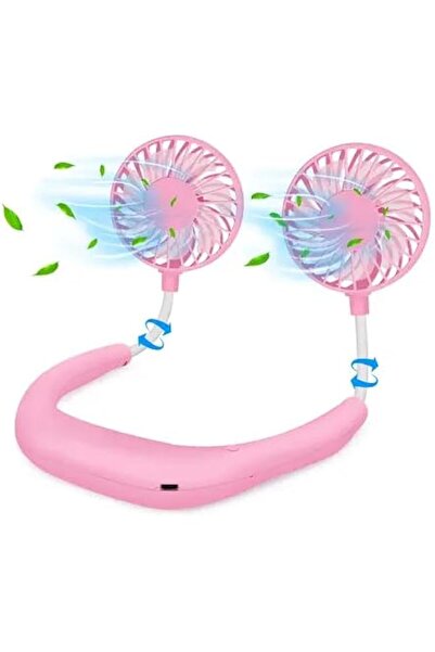 Generic مروحة تبريد صغيرة محمولة، صيفية، مروحة للرقبة، مع تعديل ثلاث سرعات، خارجية، مروحة رقبة محمولة بمنفذ USB