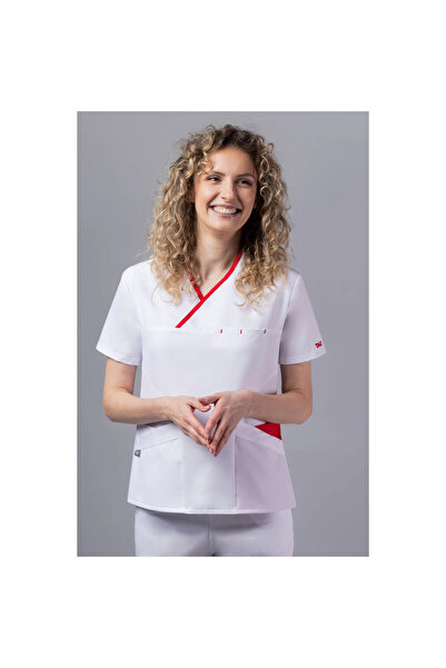 OEM PREMIUM ONYX Premium Women's Medical Suit, White with Red Piping
