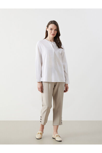 LC Waikiki بلوزة نسائية مخططة برقبة مربوطة