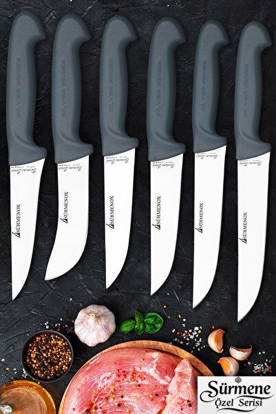 SÜRMENOX Sürmene Gri Serisi Mutfak Bıçak Seti Yüzme Sıyırma Kasap Et Ekmek Se...