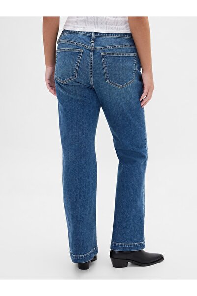 GAP Kadın Denim Mavi Curvy Low Rise Long & Lean Jean Pantolon