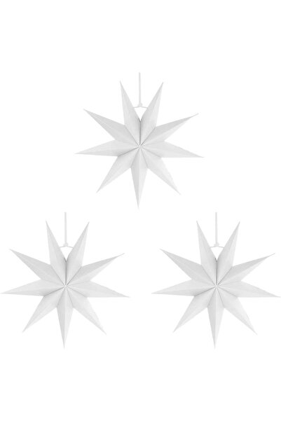 CAMILIFE Set of 3 Christmas stars, paper, white, 30 cm