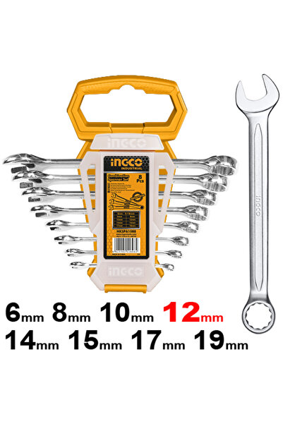 Ingco COMBINATION SPANNER SET HKSPA1088 - High-Quality 8-Piece Combination Spanner Set, Durable, Pre