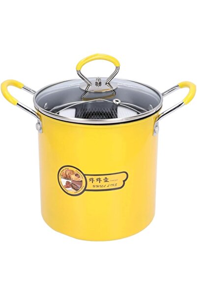 Generic وعاء قلي عميق من جيرس، سعة 3 لتر، مع سلة، مقلاة زيت عميقة صغيرة من الفولاذ المقاوم للصدأ 304، مضادة للحروق من السيليكون