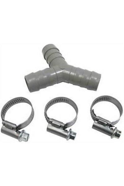 Generic طقم وصلات وتوصيلات خرطوم تصريف غسالة الأطباق على شكل حرف Y مقاس 17 مم (رمادي + 3 مشابك)