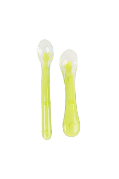 KidsCare Set of 2 Flexible Silicone Baby Spoons for Weaning, BPA-Free,Green