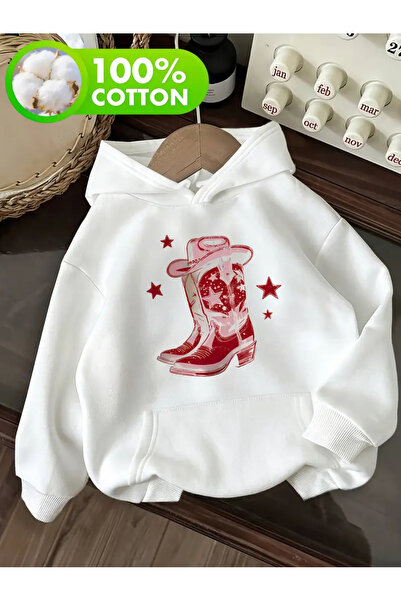 Machetta Жіночий ковбойський черевик з принтом Oversize 100% бавовна Світшот з капюшоном