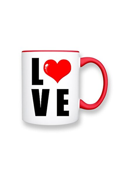 OEM Cană personalizată cu mesaj: „Love”, Betaprint, albă cu interior și mâner...