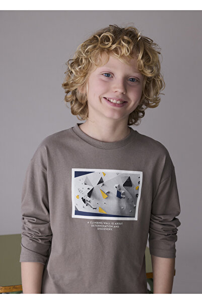 MAYORAL Світшот для хлопчиків з сірим принтом – 10-16 років, комір-стійка, до...