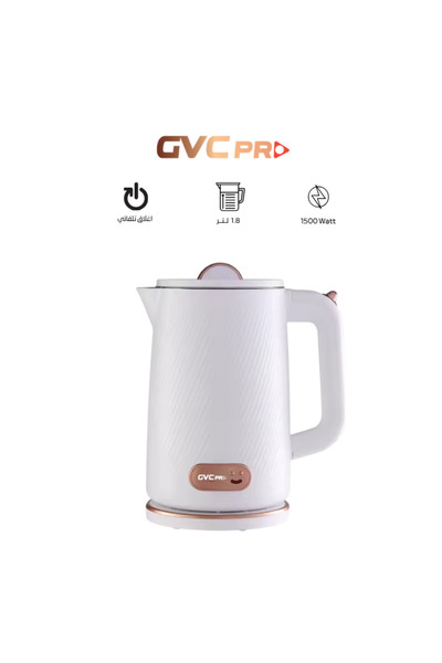 GVC PRO GVCKT-3655 H Electric Kettle, 1.8L Plastic Al-Jawhara White