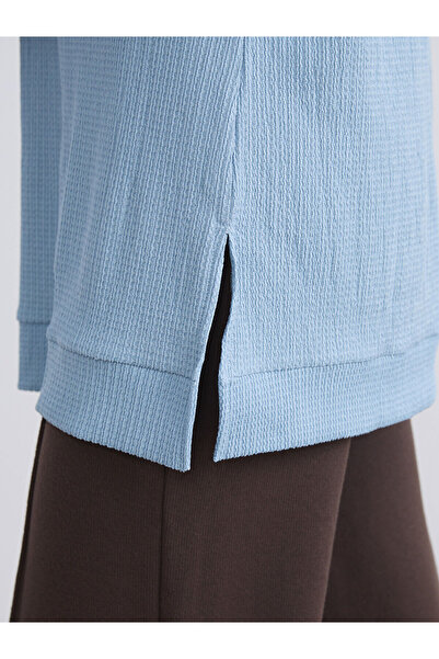 LC Waikiki Blue Crew Neck Textured Women's Tunic