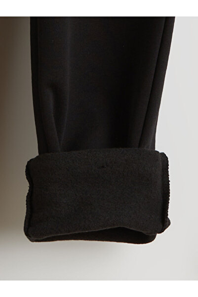 LC Waikiki Siyah Beli Lastikli Kadın Kalın Eşofman Altı