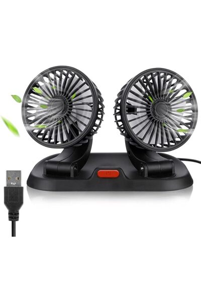 Generic TERRIFI Portable Car Fan, Dual-Head USB Electric Fan, 3 Speeds & 360 Degree Rotation Auto Cooling Ca
