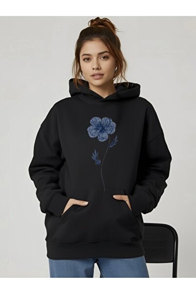 FUFLUNS Flower Printed Oversized Unisex Women/Men Hoodie Sweatshirt
