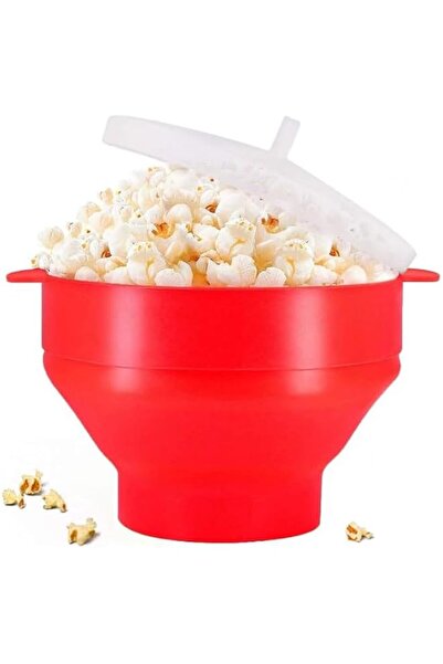 Generic CAZADORA Luksyol Red Silicone Microwave Popcorn Popper - صنع فشار سهل، هواء ساخن صحي
