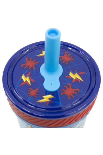 SPIDERMAN Plastic cup, BPA-free, Smartgrip, anti-tip with silicone straw, 370 ml,