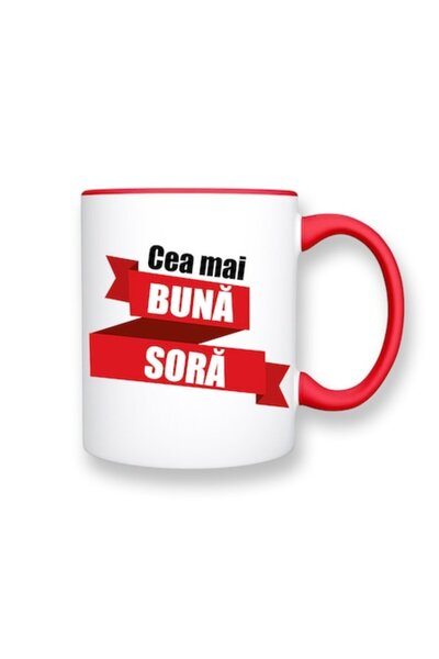 OEM Cană personalizată cu mesajul „Cea mai bună soră”, model roșu, Betaprint,...