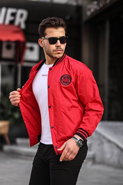 comstar Чоловічий принтований червоний коледж вітровка з капюшоном & дощовик