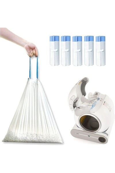 RossClean Akıllı Kedi Tuvaleti Büzgülü Çöp Poşeti 5li Set
