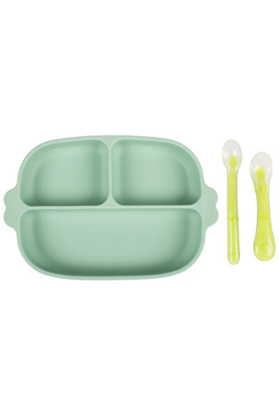 KidsCare Silicone Baby Feeding Set – Divided Suction Green