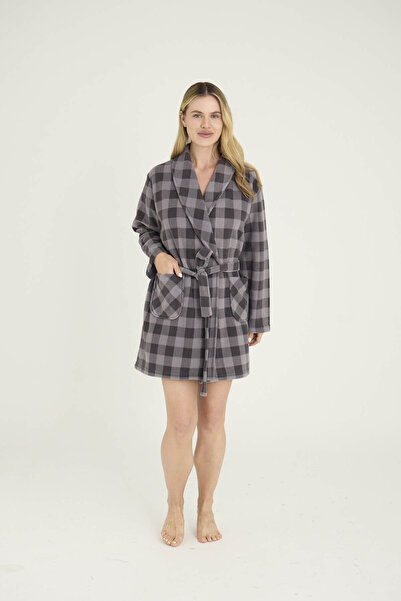 KLY Γυναικείο μονόχρωμο φόρεμα με καρό σχέδιο Κομψή εμφάνιση Καρό λεπτομέρεια