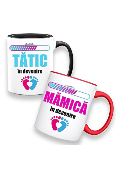 OEM Set 2 căni personalizate cu mesajul „Se încarcă, viitoare mamă”, Betaprin...
