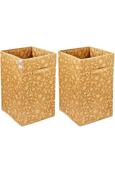Generic Fun Homes Metalic Floral Print Non Woven Fabric Foldable Laundry Basket , Toy Storage Basket, Cloth