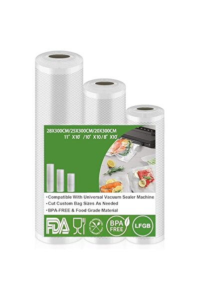 Generic SXCCNW Vacuum Sealer Bags, 3 Rolls Vacuum Food Sealer Rolls, Vacuum S...