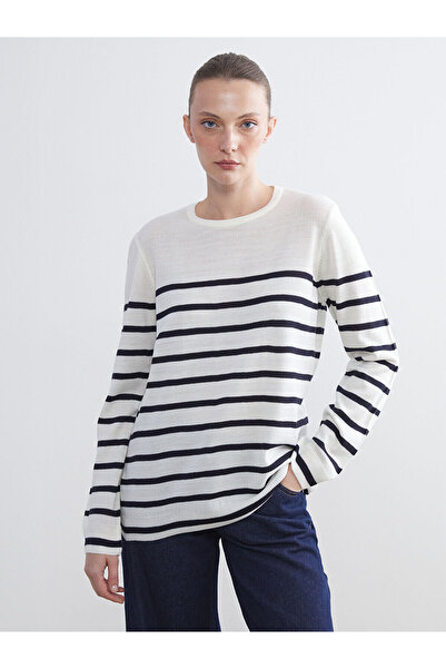 LC Waikiki Cey New Season Crew Neck Striped Women's Knitwear Sweater