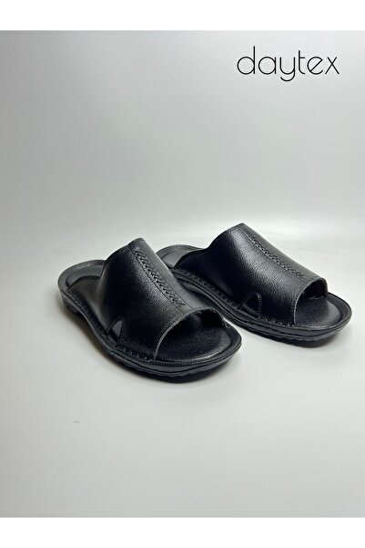 Daytex Men's Genuine Leather Orthopedic Comfortable Lightweight Casual Daily Anatomical Sole Slippers