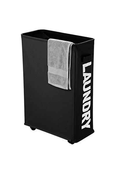 Generic Joyzzz Rolling Slim Laundry Basket, 57x39x19cm Freestanding Dirty Clothes Hamper with Easy Carry Han