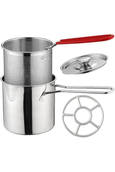 Generic PRETYZOOM Deep Fryer Set with Stainless Steel Deep Fry Basket Deep Frying Pot Wire Mesh French Fryin