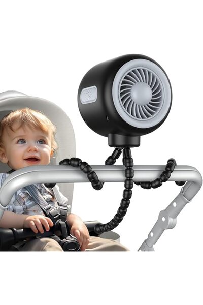 Generic مروحة عربة الأطفال المتأرجحة من أنكيلا، حامل ثلاثي مرن، مشبك لمقاعد ا...