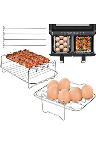 Generic رف مقلاة هوائية NALACAL، متوافق مع مقلاة الهواء المزدوجة Ninja، رفوف مجفف متعددة الطبقات، ملحقات مقلاة هوائية