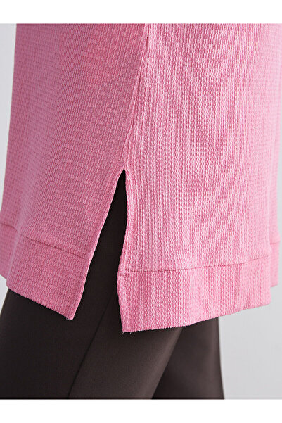 LC Waikiki Pink Crew Neck Textured Women's Tunic