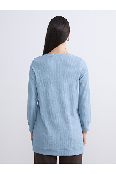 LC Waikiki Blue Crew Neck Textured Women's Tunic