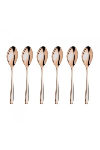 Inoxriv Set of 6 dessert spoons NOVECENTO PINK GOLD, stainless steel, L15.5cm, thickness 3.5mm, glossy finish