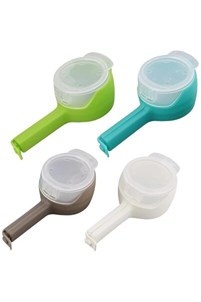 Generic Bag Clip with Spout Set - 4pk Bag Sealer Chip Clips with Quick Close Pouring Spout for Cereal, Snack