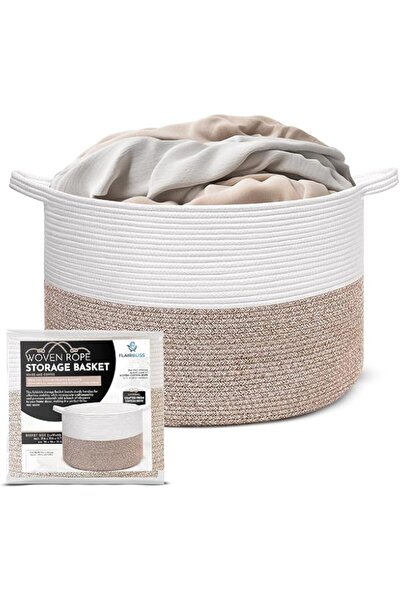 Generic FLAIRBLISS Cotton Rope Woven Laundry Basket, 85L Dirty Clothes Rope Hamper, Laundry Hamper Basket fo