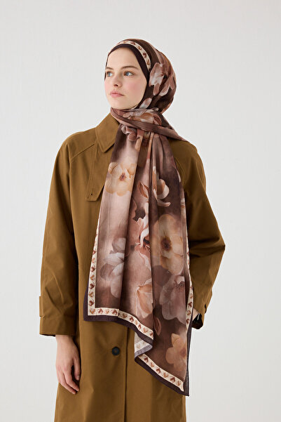 cs camellia scarf Opera Kraş Şal - Acı Kahve