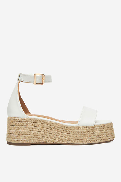 DeeZee Γυναικεία χαμηλά λευκά σανδάλια με πλατφόρμα, wedge 38