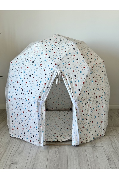Nomika Design Nomika Montessori Dome Çocuk Oyun Çadırı – 125x135 cm – Yıldız Desenli Kumaş