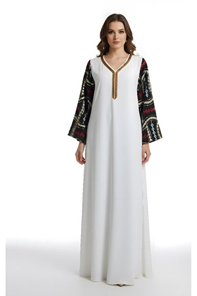 AFandina Distinctive jalabiya with luxurious sequin embroidery on the sleeves A-383