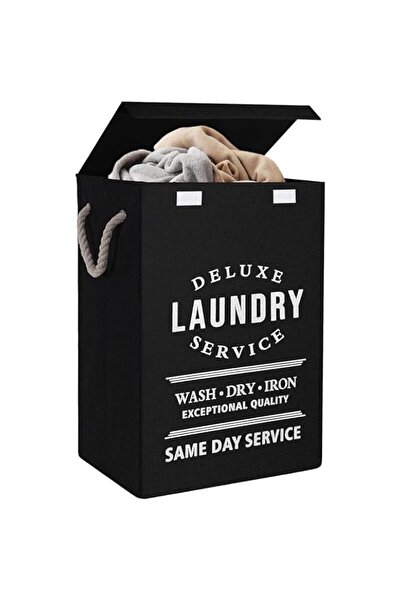 Generic سلة غسيل هوماركت مع غطاء، سلة غسيل كبيرة سعة 85 لترًا، سلال غسيل قابل...