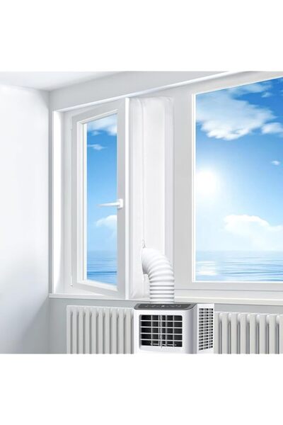 Generic مجموعة مانع تسرب نافذة مكيف الهواء المحمول، 400 سم (157 بوصة) غطاء مكيف الهواء، حاجز لإيقاف الهواء الساخن وواقي تبادل الهواء